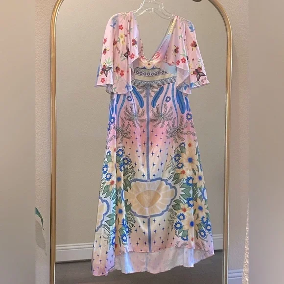 Oceanus Camille Satin Midi Dress Size XXL - Picture 13 of 16